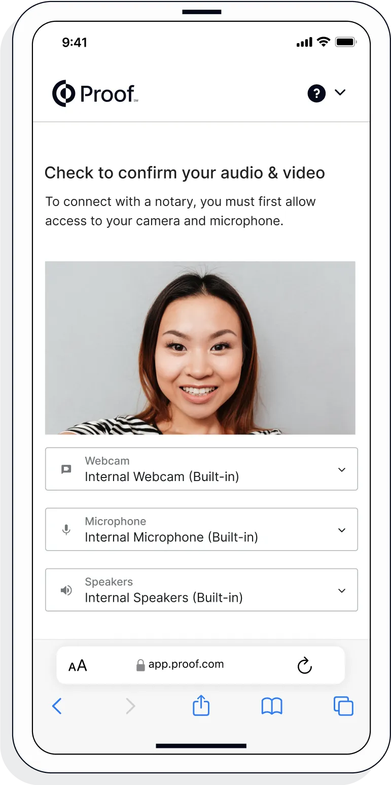 Product image on mobile phone showing how Notarize works